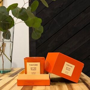 Tom Ford Bitter Peach Candle in Bright Orange Glass with Box